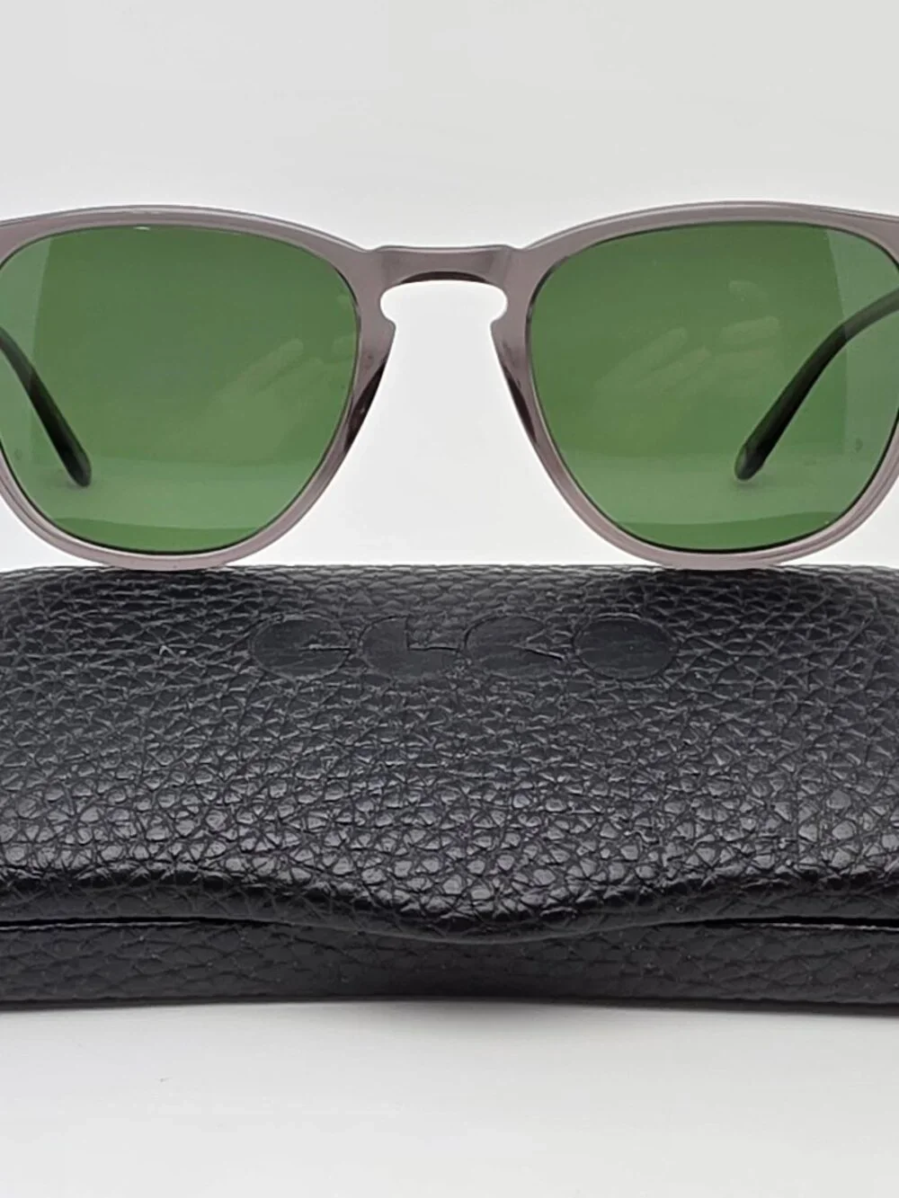 Garrett Leight Brooks Grey Frame Polarized Pure Green Lens Sunglasses w/ Case